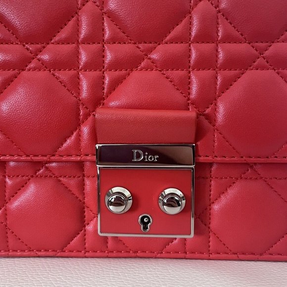 CHRISTIAN DIOR Lambskin Cannage Miss Dior Promenade Bag Coral Orange/Vermillion - Picture 15 of 17